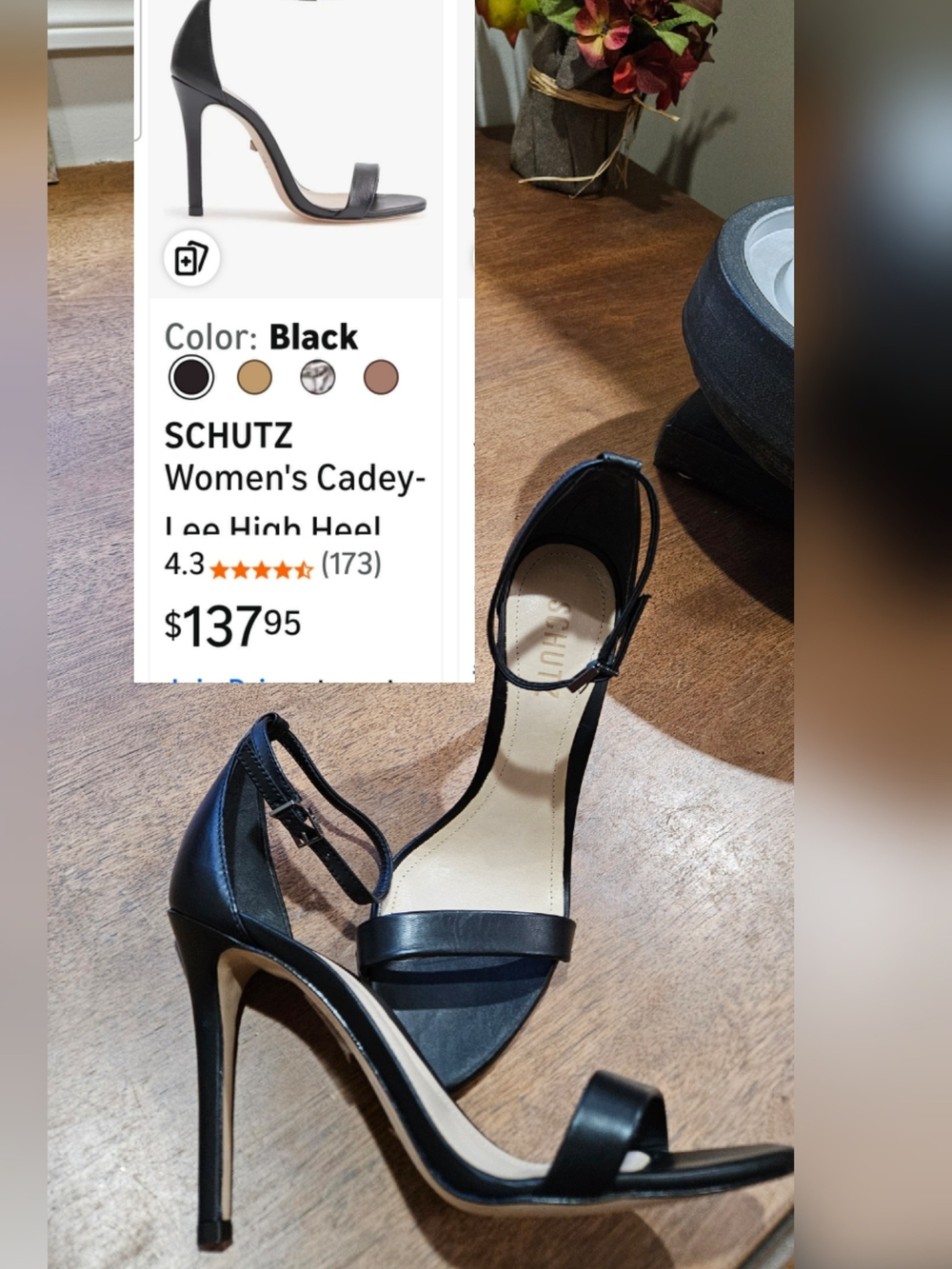 SCHUTZ Black Open-Toe Stiletto Ankle-Strap Heels